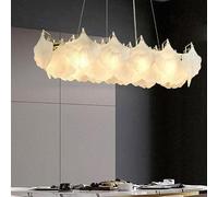 Lustre D'Art Moderne, Lustre Créatif En Verre En Forme de Feuille de Ginkgo, Lustre En Verre Luxueux À L'Éclairage Simple, Pour Salon, Salle À Manger Ou Chambre, 80 Cm./Ovale 100 Cm