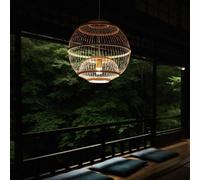 Lustre d'art Naturel tissé à la Main, Abat-Jour en Osier, Style Vintage, luminaire Suspendu, idéal pour Un Salon de thé ou Un Restaurant, Style Pastoral (60 cm).