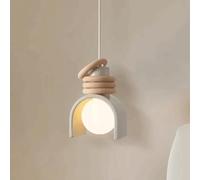 Lustre de chevet crème for chambre à coucher, lustre design scandinave for salle manger, bar, couloir, rétro en résine B&, ampoule E27*1, hauteur réglable(White)