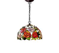 Lustre de Lampe légère, Lampe pendante créative européenne de 12 Pouces en Forme de Rose/vitrail, Lampe pendante d'art pour Les Restaurants de Chambre à Coucher