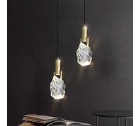 Lustre de Luxe avec Base GU10 pour îlot de Cuisine, Lustre de Ferme de 11,9 cm avec Cristal Unique, plafonnier Semi-encastré réglable de 200,7 cm, lustres pour Salle à Manger (Couleur : Laiton,