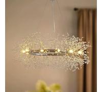 Lustre de Luxe en Cristal avec Motif de Pissenlit, idéal pour Une Chambre, Un Salon, Une Salle à Manger ou Une Cuisine, Style Moderne avec Effet Satellite Artificiel