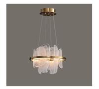 Lustre de Luxe en Forme de Nuage avec Anneau doré 40/60/80/100 cm, plafonnier réglable en Verre, luminaire à intensité Variable pour Salon, Salle à Manger(40CM)