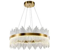 Lustre De Luxe Plafonnier Lustre en Cristal K9 Lustre en Cristal Transparent Rond Halo Plafonnier Doré Lustre LED Chaîne Suspendue Réglable Salon Salle À Manger(Taille:80cm)