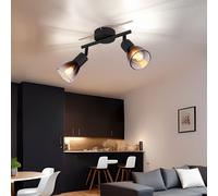 Plafonnier plafonnier lampe de salon métal noir mat L 22 cm 2 lampes