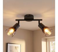 Plafonnier plafonnier lampe de salon métal noir mat L 22 cm 2 lampes