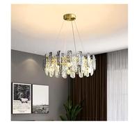 Lustre de Plafond Moderne en Cristal Gris fumé Rond/Ovale Tout en Laiton pour Salon, Salle à Manger, décoration d'éclairage Domestique, éclairage Moderne(60CM)
