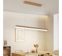 Lustre de restaurant LED à intensité variable, plafonnier à spectre complet, lampe à suspension originale en bois pour table à manger, hauteur réglable avec télécommande pour table basse, bureau