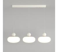 Lustre de Salle à Manger à 3 têtes, Suspension Longue en métal avec Abat-Jour en Acrylique Blanc, Lampe LED Moderne, éclairage décoratif pour îlot de Cuisine, 30 W - 3 Modes de Couleur