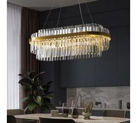 Lustre de salle à manger à LED moderne de luxe à intensité variable avec télécommande, lampes suspendues en cristal en cascade créatives nordiques réglables for chambre à coucher, salle d'étude, salle