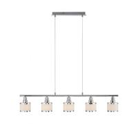 Lustre De Salle À Manger Chromé Blanc E14 5 Flamme 90 Cm Lampe Suspendue