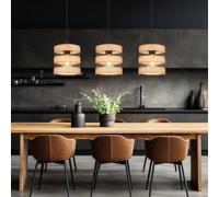 Lustre De Salle À Manger Suspension Lampe En Bois Grille LED Filament 3-Flamme