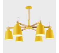 Lustre de Style Industriel rétro, Suspension E27 pour Salle à Manger et Salon, Art Nordique en Fer forgé, 6 Ampoules, Finition Jaune, luminaire décoratif Unique pour la Maison