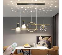 Lustre De Table à Manger Moderne à Intensité Variable LED Chic Suspension Lampe Suspendue Blanche Réglable en Hauteur 41w avec Télécommande Lustres Salon Salle à Manger CU, Gold