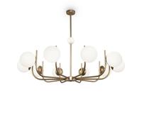 Lustre Deckenleuchte à Manger 116 CM Large Verre Métal En Laiton Blanc E14