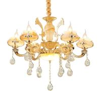 Lustre décoratif de luxe en cristal à 6 lumières, lustre suspendu en alliage avec abat-jour en verre, compatible avec les plafonniers d'escalier en duplex de villa,style minimaliste