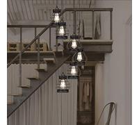 Lustre d'escalier à Plusieurs lumières, Long Lustre américain Style Campagne Duplex en Spirale, plafonnier Minimaliste pour Salon, Grand luminaire Suspendu, Lustre Industriel créatif en Form