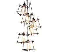 Lustre d'escalier E27, Style Industriel améin, Style Nordique créatif et rétro, éclairage pour loft, Bar, Restaurant, Magasin de vêtements, escalier Noir tourbillonnant à 6 têtes