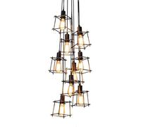 Lustre d'escalier E27, Style Industriel améin, Style Nordique créatif et rétro, éclairage pour loft, Bar, Restaurant, Magasin de vêtements, escalier Noir tourbillonnant à 6 têtes