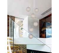 Lustre d'escalier en colimaçon en Cristal Moderne avec 6 lumières pour Chambre à Haut Plafond, Restaurant et Salon, luminaire Duplex de Style Nordique avec Long Pendentif 30x150 cm, Comprend