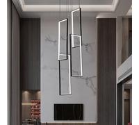 Lustre D'Escalier,Lustres Led RéGlable En Hauteur,Gradation Continue Escalier Longue Suspension Lampe,Long Lustre Moderne Noir Pour EntréE Pour Hall D'EntréE Salon Duplex Villa HôTel 4 LumièRes