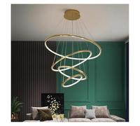 Lustre d'escalier Moderne à LED, éclairage géométrique, idéal pour Un Hall d'hôtel, Un Salon, Un Restaurant ou Un Luxe (4 Cercles, diamètre 100 cm)