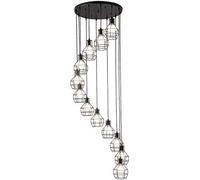 Lustre d'escalier Moderne, concis et créatif, Style Nordique, Style Industriel rétro, Style Art du Fer, Rotation au Sol, Style loft Duplex, E27, Noir. 5 têtes