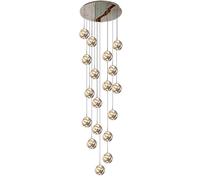 Lustre d'escalier moderne de grande taille, lustres d'escalier à LED 8/10/12/15/18 lumières pour villa, base en acier inoxydable avec boule de verre gris fumé, éclairage suspendu moderne pour cage d