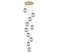 Lustre D'escalier pour Villa,Suspension du Goutte de Pluie avec Globe en Verre Soufflé à la Main,Long Plafonnier Réglable en Hauteur,Base en Acier Inoxydable,Grand Lustre Moderne(10 ligths, Blue)