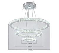 Lustre, design de luxe, construction en acier inoxydable, 3Rings D20 40 60cm, blanc froid