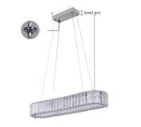 Lustre, design de luxe, construction en acier inoxydable, ovale DL57cm, dimmable avec télécommande