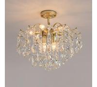 Lustre d'intérieur à 8 Ampoules avec gouttelettes de Cristal, 3 Couleurs, intensité Variable, Style américain, Moderne, doré, pour Salon, Chambre à Coucher, Restaurant