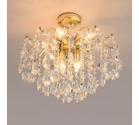 Lustre d'intérieur à 8 Ampoules avec gouttelettes de Cristal, 3 Couleurs, intensité Variable, Style américain, Moderne, doré, pour Salon, Chambre à Coucher, Restaurant