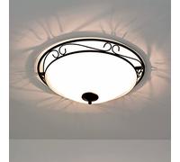 Lustre d'intérieur Athen noir mat dans un style rustique en verre blanc avec design d'albâtre Ø 47 cm 3xE27 idéal pour salon salle à manger