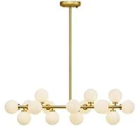 Lustre Domestique Lustre Boule Verre Abat-Jour Restaurant Lustres LED Économie D’énergie Salon Café Métal Suspension Lumière Pendentif Lumière, 16 Light