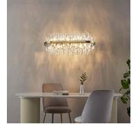 Lustre doré en cristal pampilles transparentes - Ariella