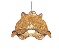 Lustre Durable Art de Canne Rural Fait à la Main Simple Restaurant Chambre Restaurant Wave Cap (Couleur: Blanc), Couleur: Blanc (Couleur: Marron)