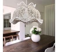 Lustre Durable Art de Canne Rural Fait à la Main Simple Restaurant Chambre Restaurant Wave Cap (Couleur: Blanc), Couleur: Blanc (Color : White)