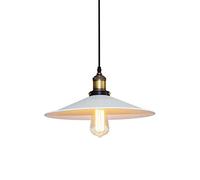 Lustre E27 Métal Suspension Abat-jour Luminaire, Retro Plafonnier Edison Lampe éclairage pour Cuisine, Salle à manger, Salon, Chambre,Loft,Blanc (26cm)