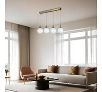 Lustre élégant blanc et doré, corps en métal, hauteur réglable 65 cm, diamètre 15 cm, culot E27 max. 40 W, IP20 | Parfait pour la décoration d'intérieur moderne