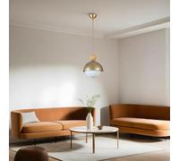 Lustre élégant doré et blanc de 25 cm de diamètre, hauteur réglable de 25 à 70 cm, corps en métal, E27 max 40 W, IP20 | Parfait pour la décoration d'intérieur et l'éclairage moderne