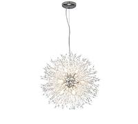 Lustre élégant en Cristal réglable, plafonnier LED, Design Moderne Effet feu d'artifice, 50 cm, Acier Inoxydable chromé, idéal pour l'éclairage du Salon et de la Chambre.
