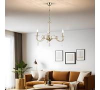 Lustre élégant et antiquité, corps en métal, hauteur réglable 54-92 cm, 3 douilles E14 (maximum 40 W), éclairage élégant pour les maisons modernes, indice IP20