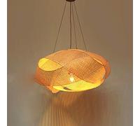 Lustre en Bambou à la Main - Abat-Jour en Rotin, Éclairage Créatif Réglable en Hauteur pour Salon de Thé, Chambre, Coiffure, Restaurant, Couloir - LED