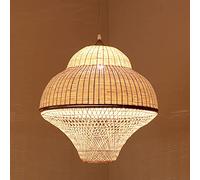 Lustre en Bambou avec Abat-Jour en Osier Naturel, Suspension Vintage E27, plafonnier en rotin, Abat-Jour en Osier, Lanterne Antique, Lampe personnalisée pour Restaurant, Salon de thé, chapea