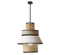 Lustre en bambou tissé avec abat-jour en forme de lanterne, luminaire du milieu du siècle en rotin pour la décoration de la maison - Abat-jour E26/27 avec cordon réglable pour ferme, salon de thé,