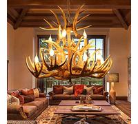 Lustre en Bois de cerf en résine 12 lumières, Grand Lustre en Bois de cerf éclairage Double Couche, luminaires de Ferme en Bois de cerf lustres rustiques en Corne de cerf pour Salon Salle à