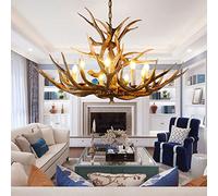 Lustre en Bois de cerf, Lustre en résine à 8 lumières, Grand luminaire Rustique décoratif pour Bar, café ou Restaurant, Suspension (8 lumières)
