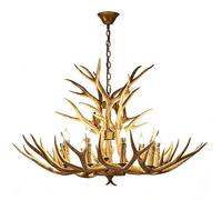 Lustre en Bois de cerf, plafonnier Imitation Bois de cerf Style Vintage, Suspension Rustique pour Salle à Manger, Salon, Bar et café (9 lumières)