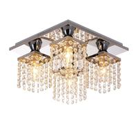 Lustre En Cristal À 4 Lumières, Plafonnier Carré Moderne En Cristal, Applique Murale Encastrée En Forme de Goutte D'Eau Pour Salle À Manger, Salon, Chambre, Couloir Ou Entrée.